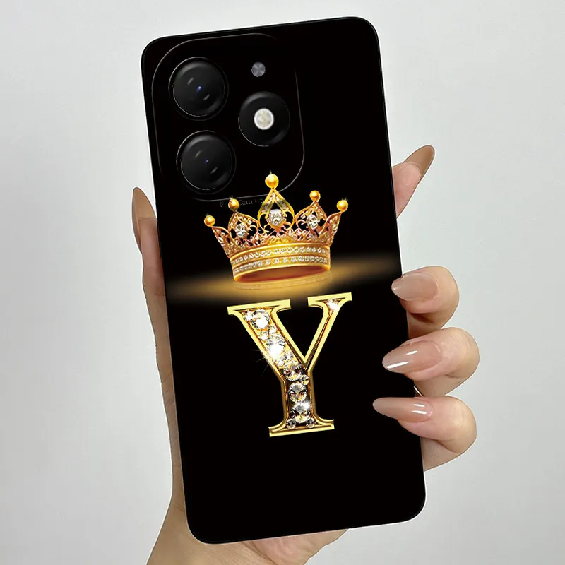 Crown Letter Silicone Soft Phone Case with Camera Protection and Back Cover Bumper