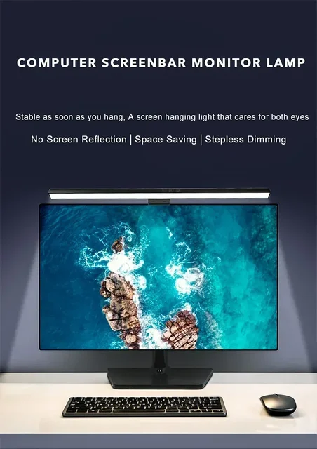 Lámpara Monitor USB Para Portátil, 33 Cm, 48 LED, 3 Temperaturas De Color Regulable - Sin Reflejos Para Oficina O Casa