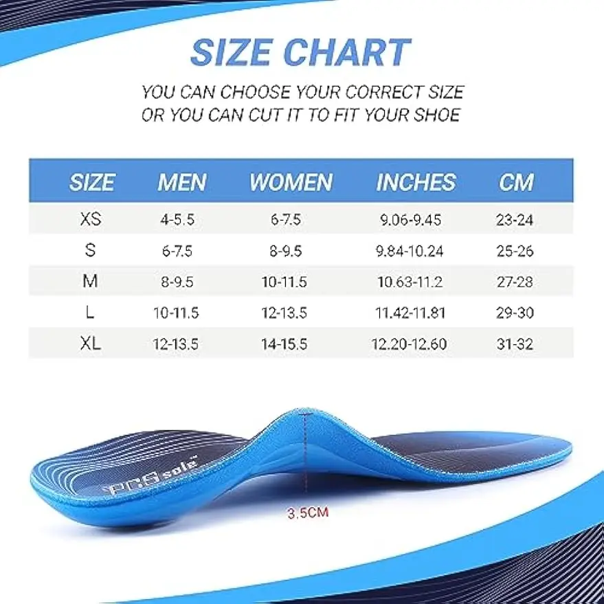 PCSsole Orthopedic High Arch Support Insoles For Flat Feet,Plantar Fasciitis,Feet Pain Men/Women Medical Gel Insoles For Shoes