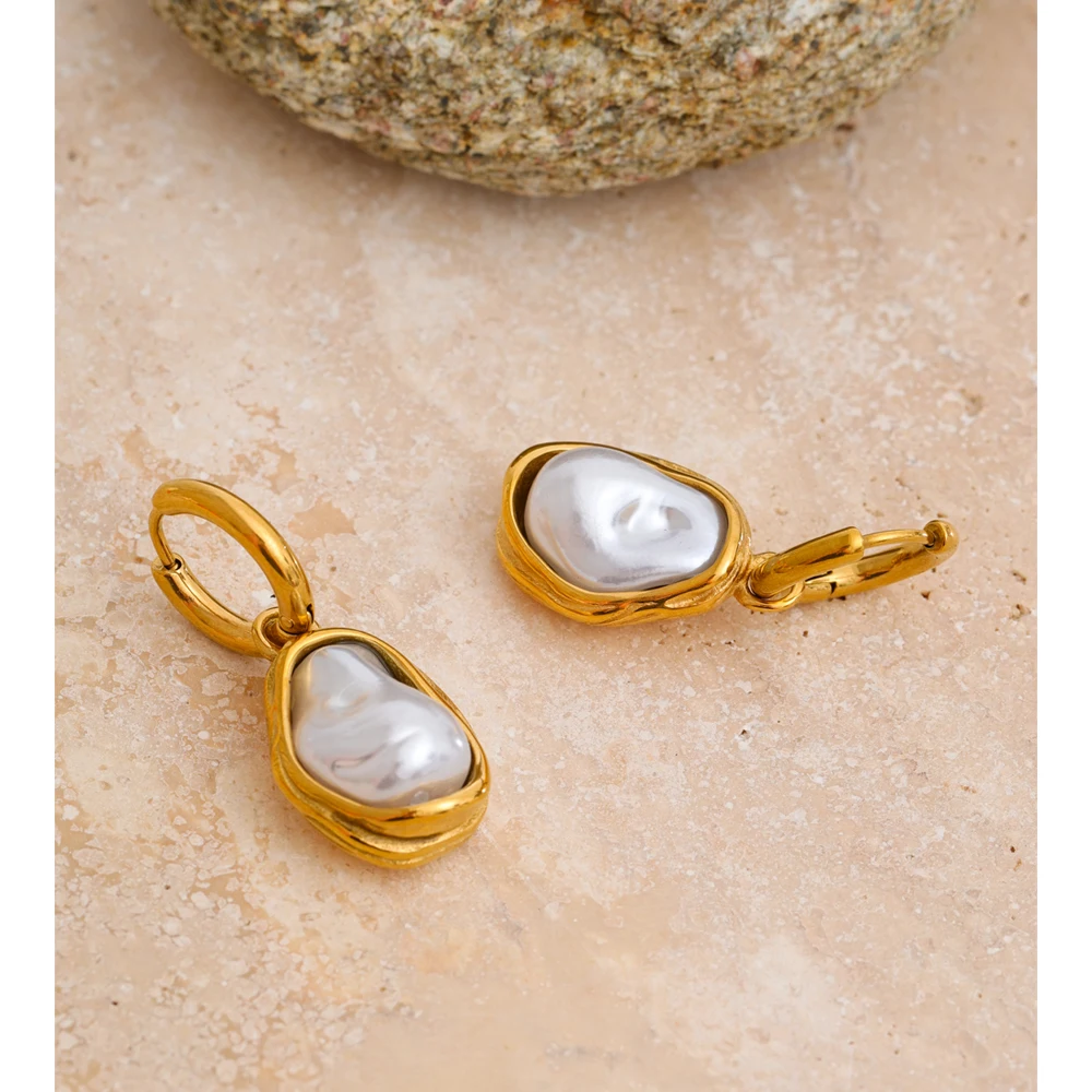 Yhpup Baroque Imitation Pearls Drop Dangle Earrings for Women