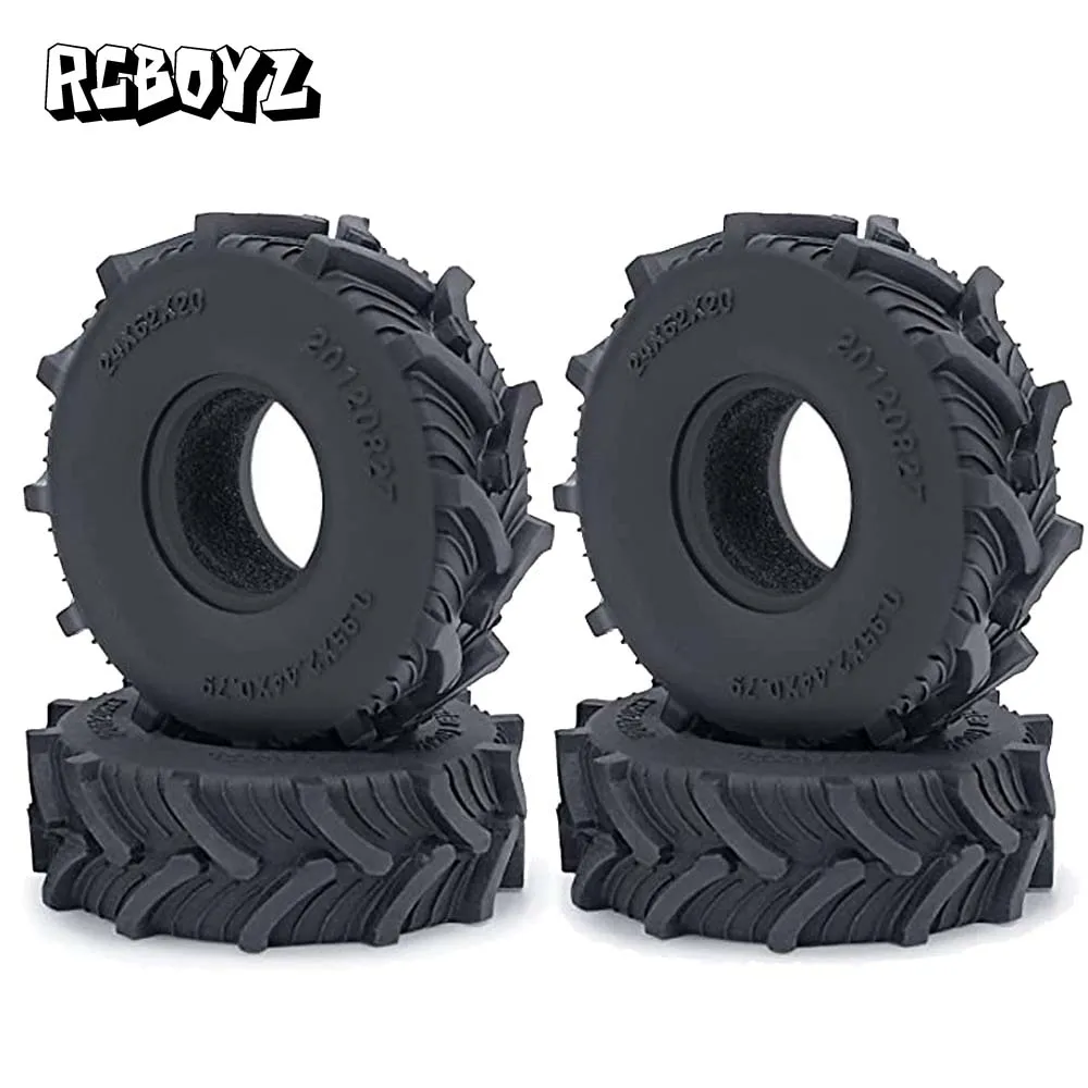

RCBOYZ 4pcs 1.0inch Mud Crawler Tires for Axial Scx24 1/24 1/18 RC Car 62mm Rubber Wheel Tires RC Crawler Car Accessories