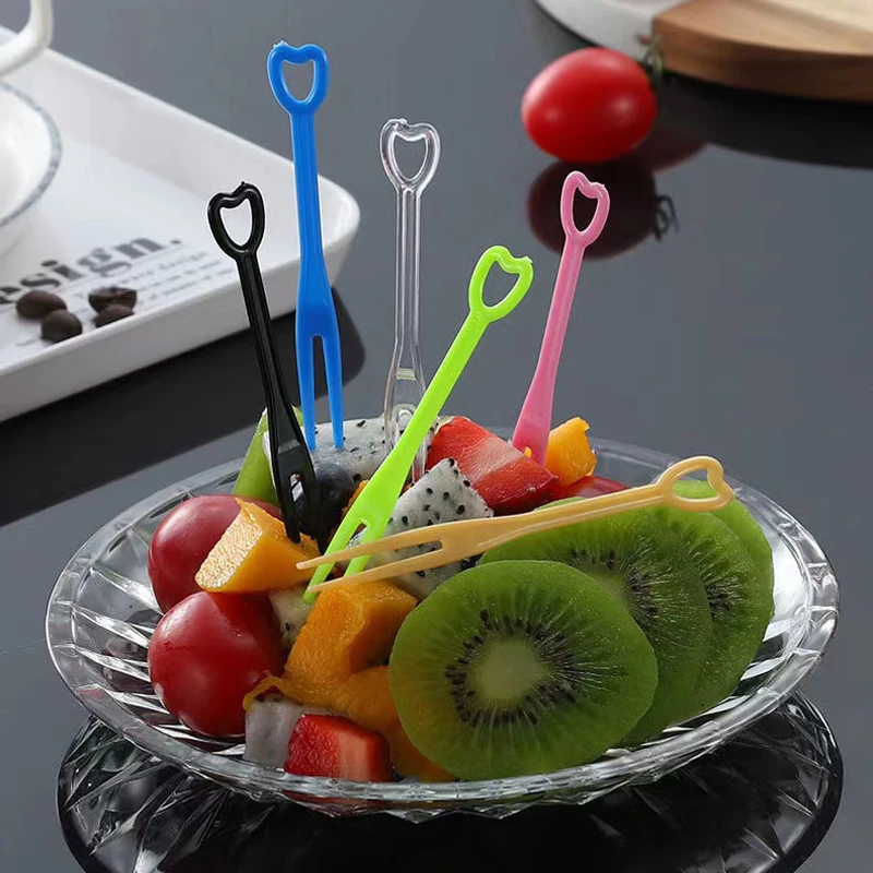 

50pcs Fruit Fork Mini Children Snack Cake Dessert Food Fruit Pick Toothpick Bento Lunches Party Decor