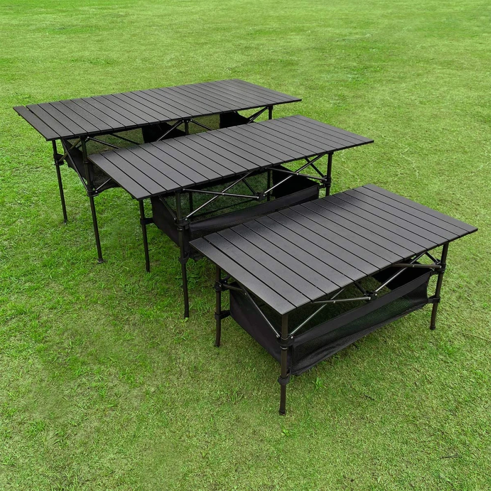 Folding Portable Picnic Camping Table Roll-Up Table Easy Carrying Bag Indoor Outdoor Aluminum Alloy BBQ Picnic Hiking Desk foldable table