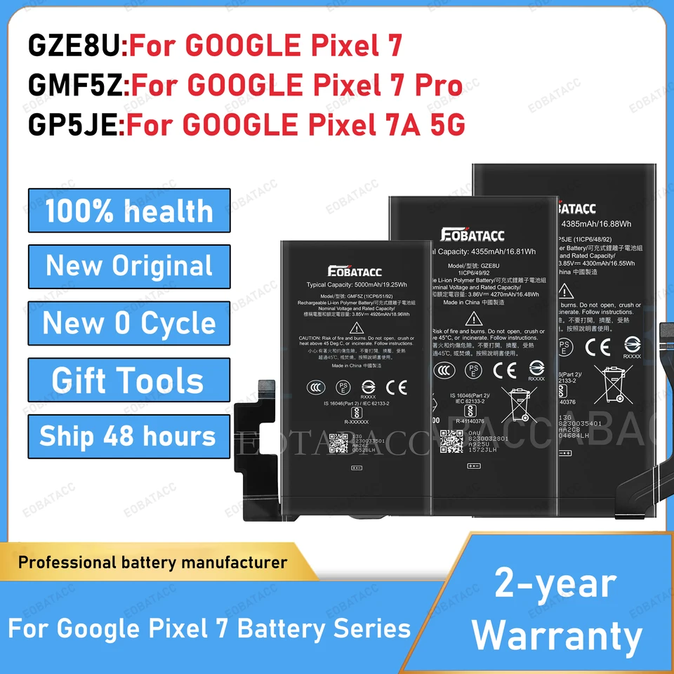Batterie de remplacement pour Google Pixel 7 4270 mAh GVU6C GQML3 GZE8U Batterie de remplacement pour Google Pixel 7 4270 mAh GVU6C GQML3 GZE8U