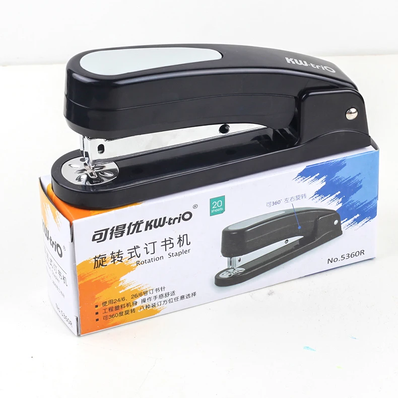 360 rotatable Heavy Duty Stapler Use 24/6 Staples Effortless Long Stapler School Paper Staplers Office Bookbinding Supplies Rotary Stapler Rotatable Stapler