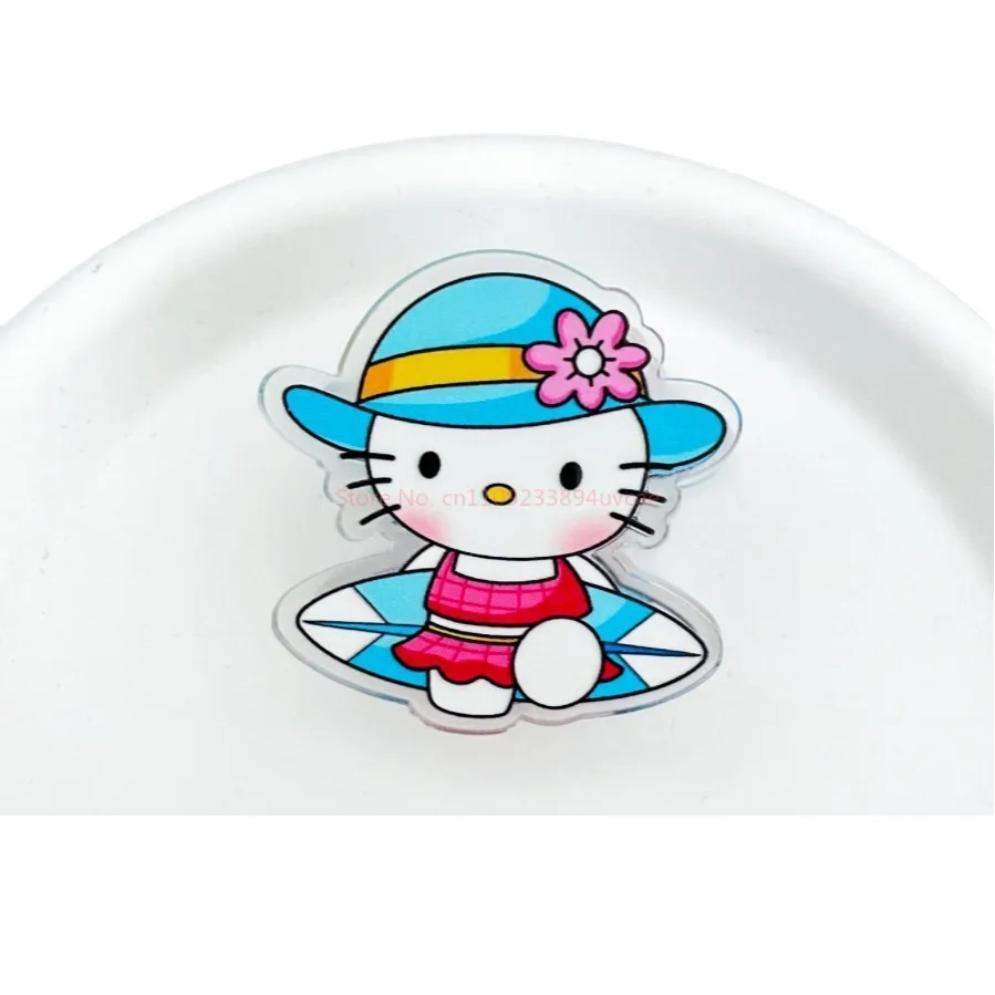 10pcs Kawaii Kitty Kuromi 멜로디 아크릴 롱 테일 오픈 클립 학생 시험지 정보 주최자 사무실 문구 선물