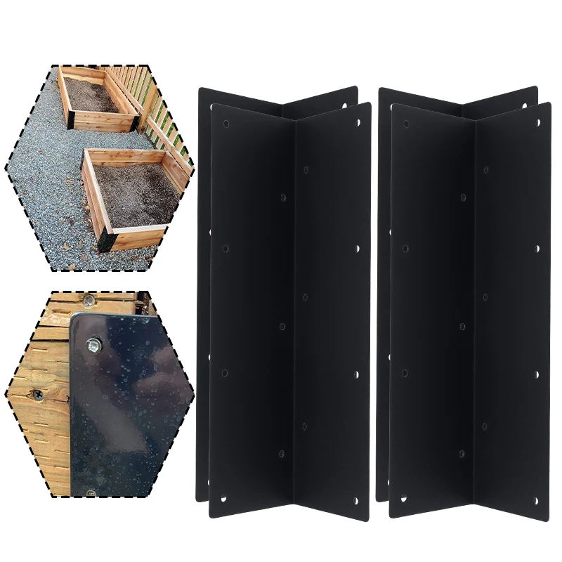4pcs Rectangle Garden Flower Bed Corner Bracket for Fixed Connection of Elevated Bed Furniture with Metal Corner Bracket