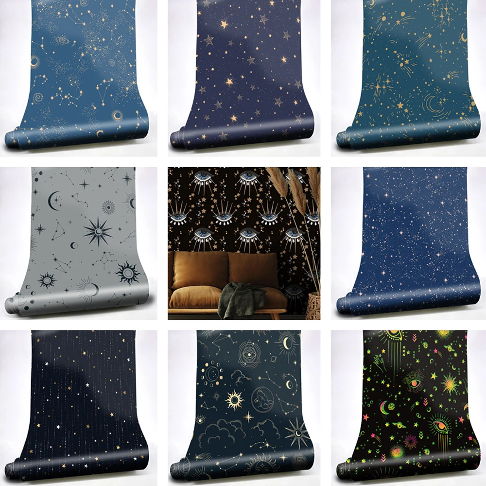 Starry Sky Galaxy Wallpaper Space Star Papel de Contato Autoadesivo Impermeável Quarto Vanity Dresser Drawer Liner Home Decor