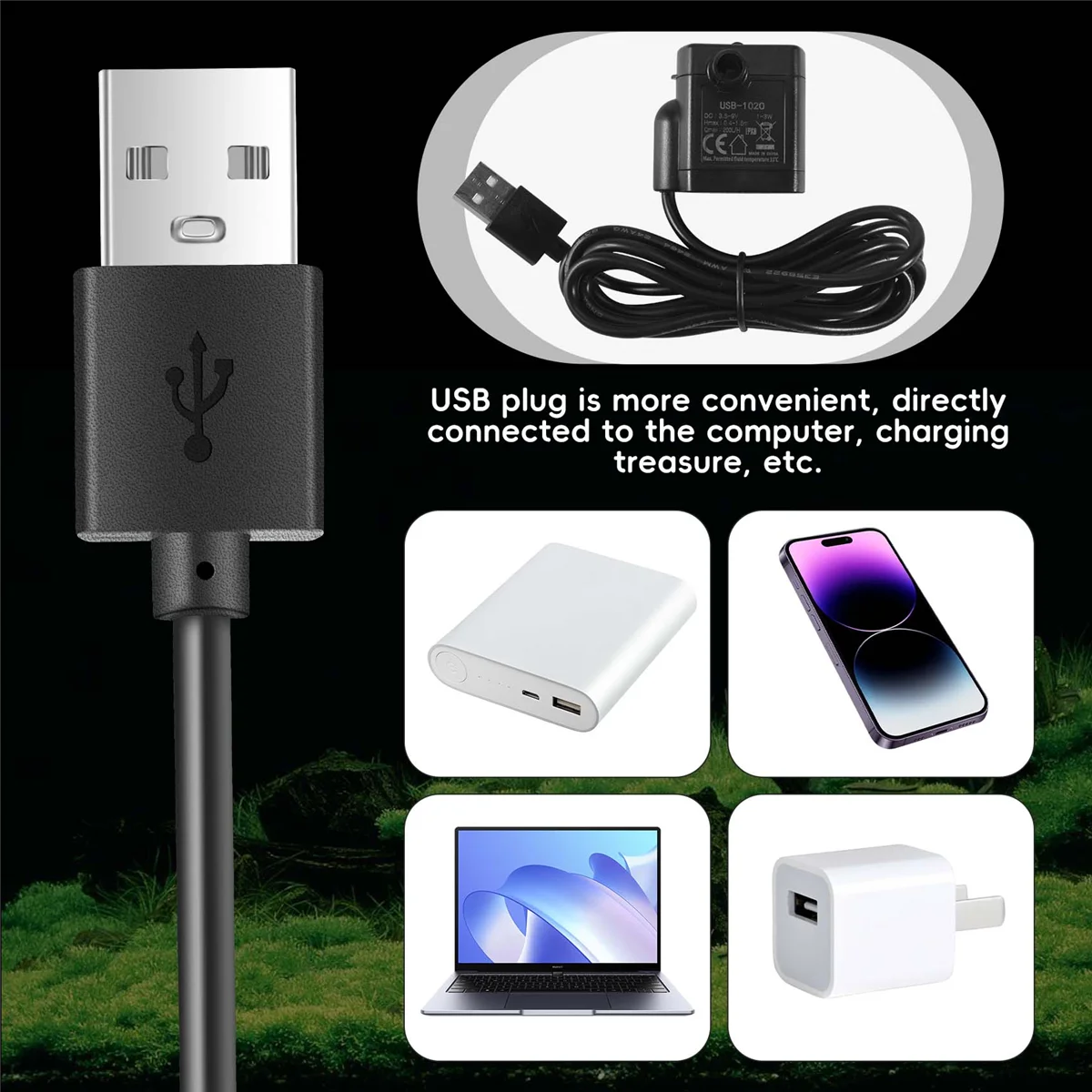 Ultra-Quiet Mini Brushless Usb Water Pump 5V 70Cm Submersible Founta