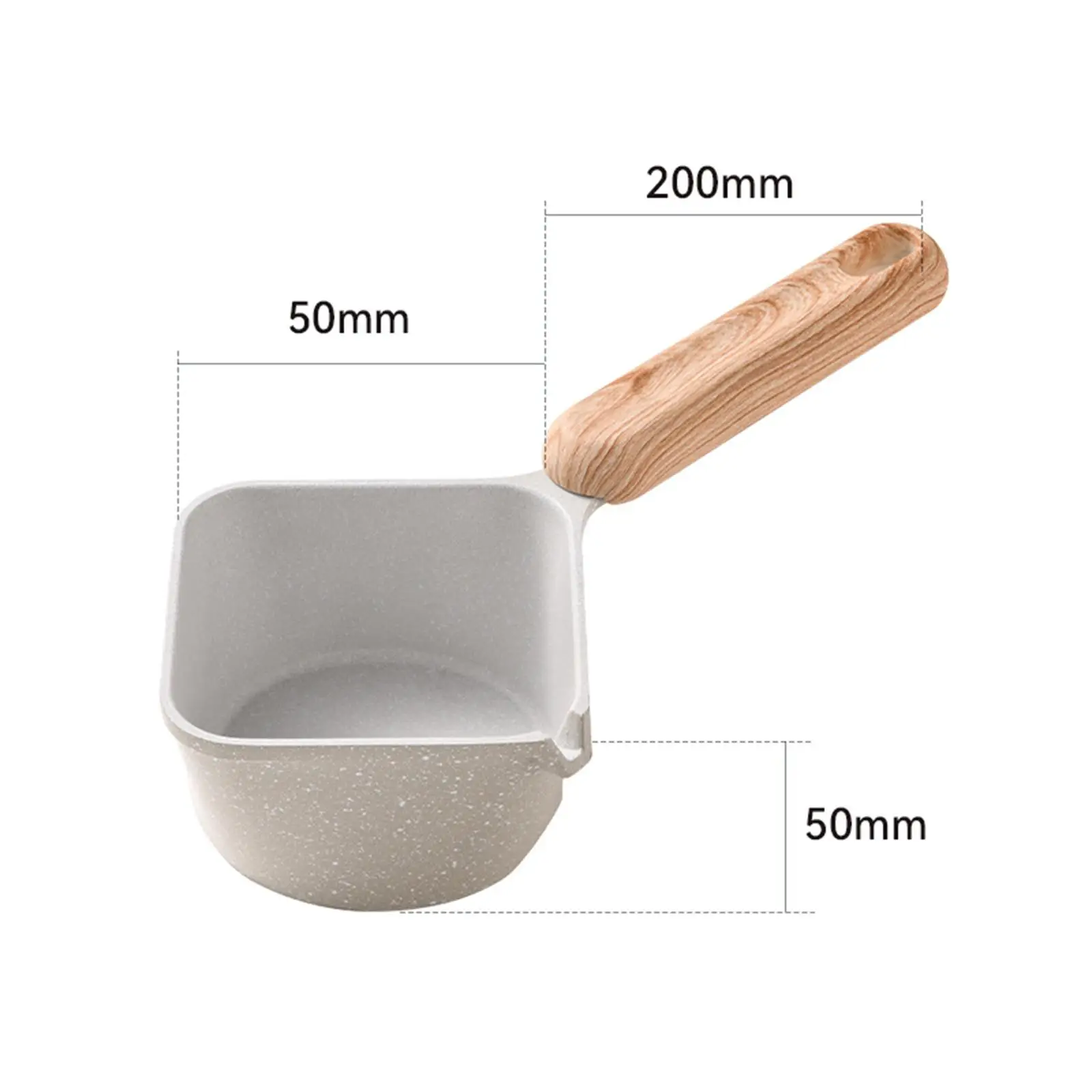 Butter Warmer with Wooden Handle Small Cookware Seasoning Bowls Butter Melting Pot Easy to Clean Restaurant for All Stoptops