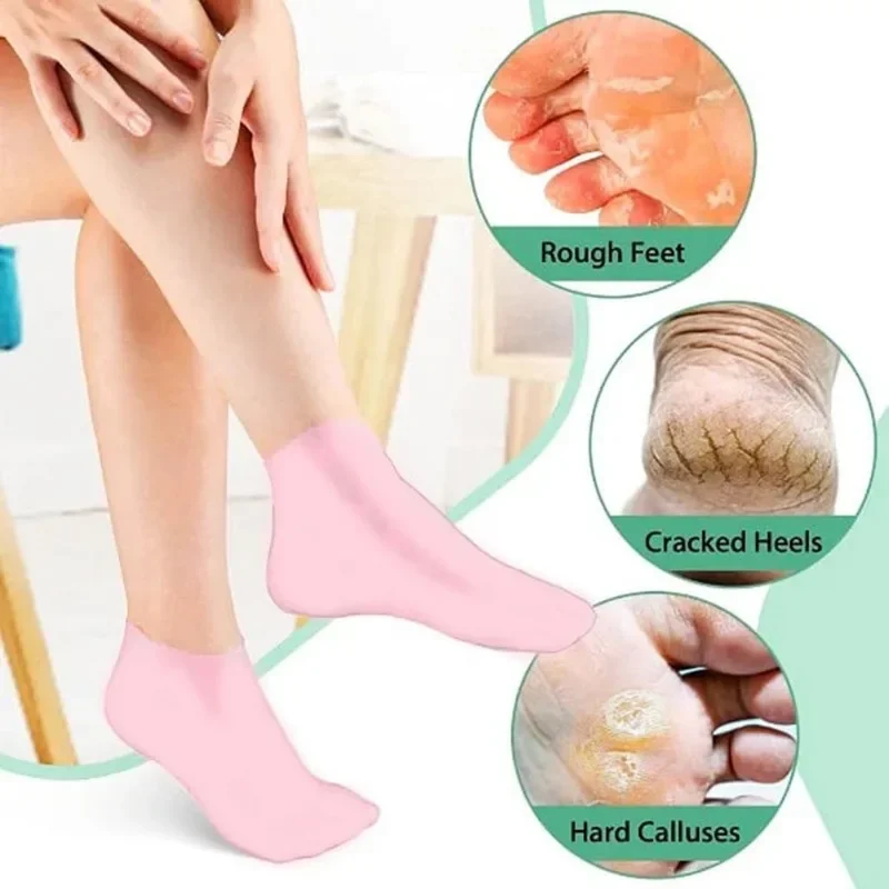 

Women Foot Spa Pedicure Silicone Socks Dry Cracked Feet Silicone Moisturizing Socks Soft Gel Socks Aloe Socks for Repairing Feet