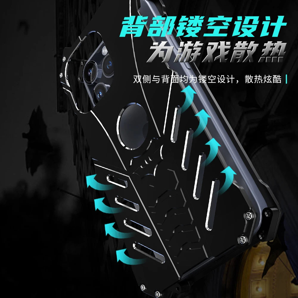 R-just Style Protection Phone Case For Iphone 15 14 13 12 Pro Max Metal Aluminum Shell Hybrid Cases For Iphone 15 14 Plus