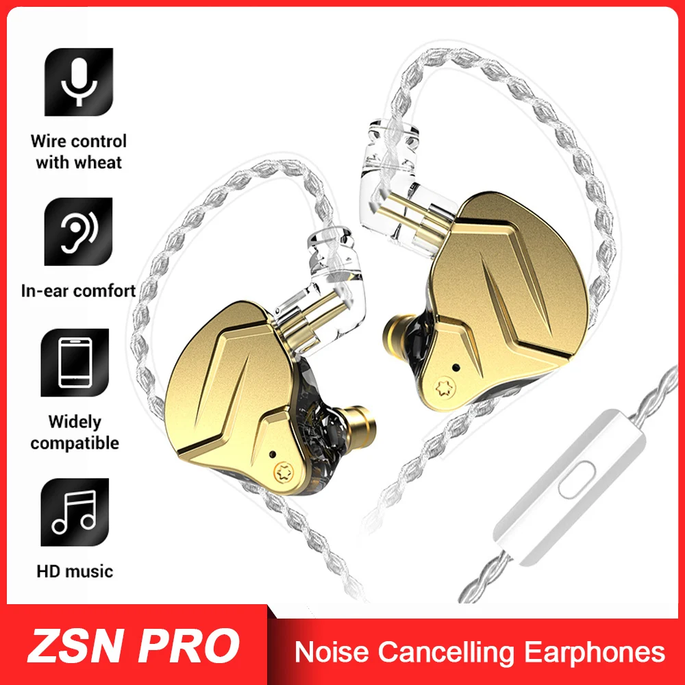 Kz Zsn Pro Metal Earphones 1ba+1dd Hybrid Technology Hifi Bass Earbuds In  Ear Monitor Headphones Sport Noise Cancelling Headset - Earphones &  Headphones - AliExpress