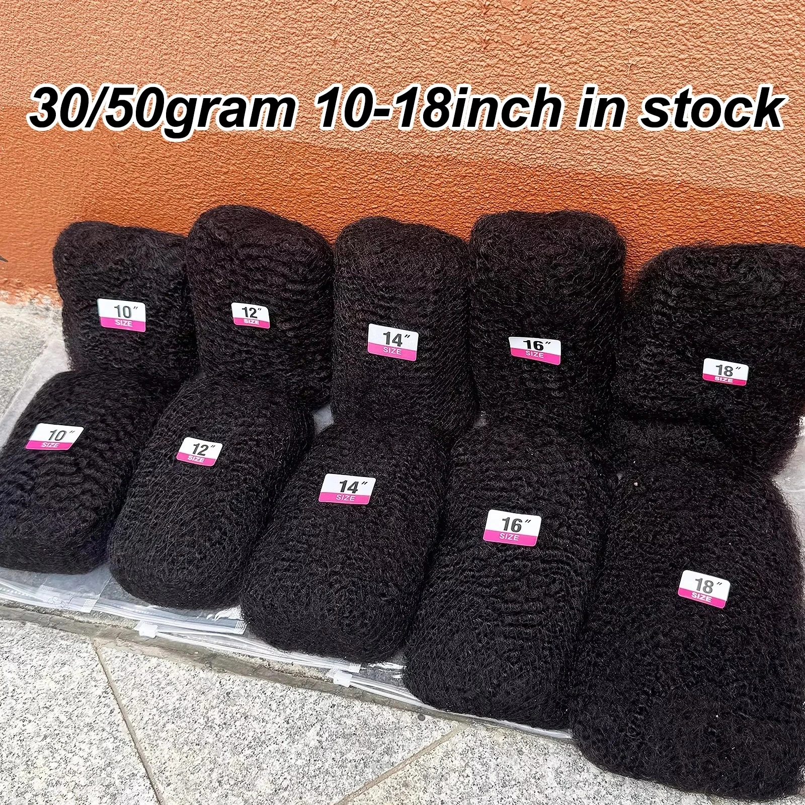 30g/50g 4C Afro Kinkys Bulk Natural Black Human Hair for Loc Repair Twists Dreadlock Extensions Bulk Human Braiding Hair 10-18in 2