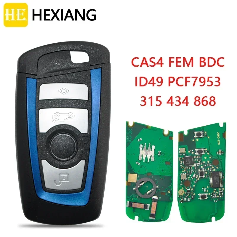 

Автомобильный пульт дистанционного управления HE Xiang для BMW F 3 5 7 Series CAS4 CAS4 + FEM BDC ID49 PCF7953 315/434/868 МГц, карта Go Promixity без ключа