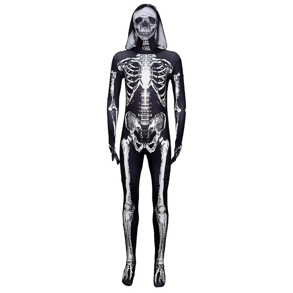 Tuta Halloween Scheletro 3D Per Donna - Costume Cosplay Ad Alta Elasticità Con Cerniera - Stampa Corpo Intero - 2