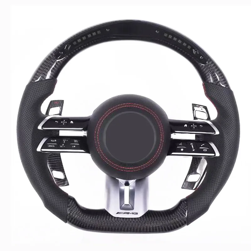 

For Mercedes Benz AMG W223 Leather Carbon Fiber Steering Wheel For Old Models C43 C63 E63 A45 GLA45 GLS6 Plug And Play