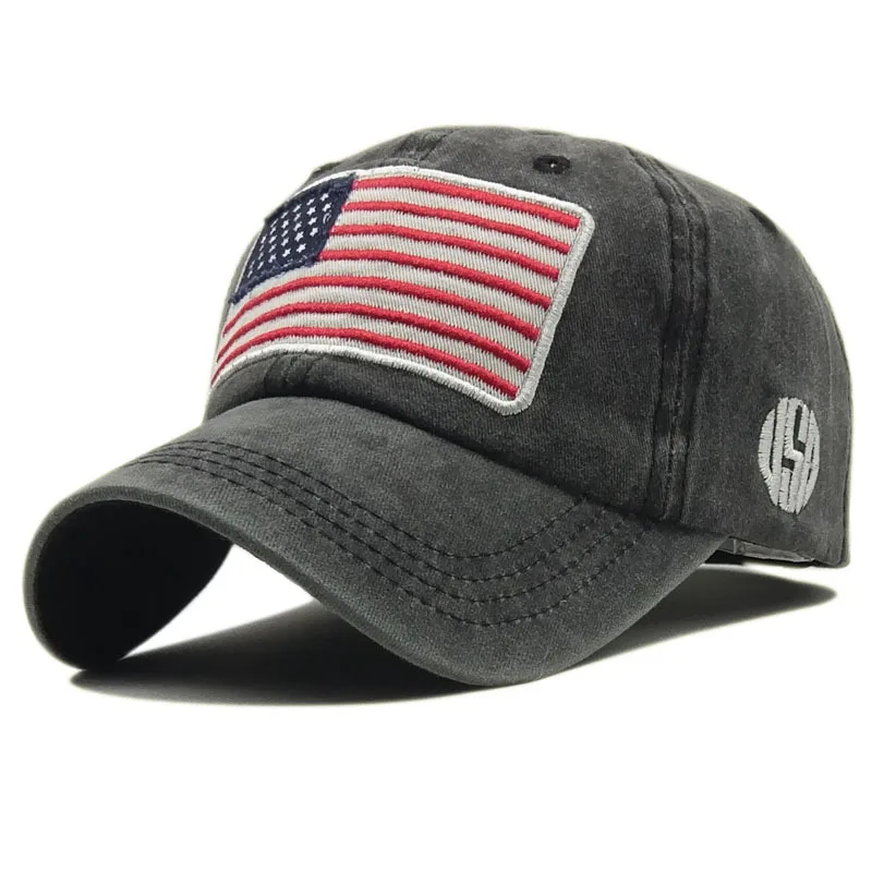 Fashion Big head Men Women American Flag Washed Cotton hat Wide Brim Baseball Cap 3D Embroidery Letters Vintage Duck Tongue Caps vintage tooling street fashion simple sunshade curved brim duck tongue hat men and women wash soft top baseball cap wholesale