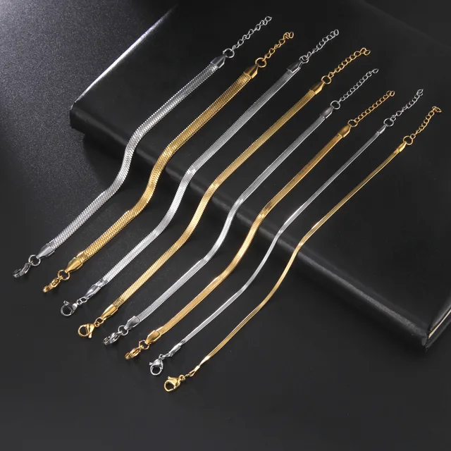 95091-ab469e.jpg HIPEE tendance acier inoxydable plat serpent os chaîne Bracelet pour femmes hommes 2/3/4/5MM largeur serpent chaîne bracelets bijoux cadeaux de fête