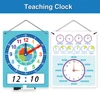 Montessori Writable Dry Erase Teaching Clock Telling Time Maths Teaching Aids Demonstration Clock for Primary School 10.9"x13.5" 1