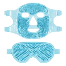 Cooling Gel Face Mask - Reusable Cold Compress for Yoga, Fitness, and Spa Relaxation (03 Blue Set)