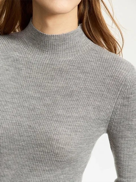 AMII Minimalism Sweater for Women 2023 Winter New Simple Slim Fit High Elastic Turtleneck Warm Solid Pullovers Female 12323075 5