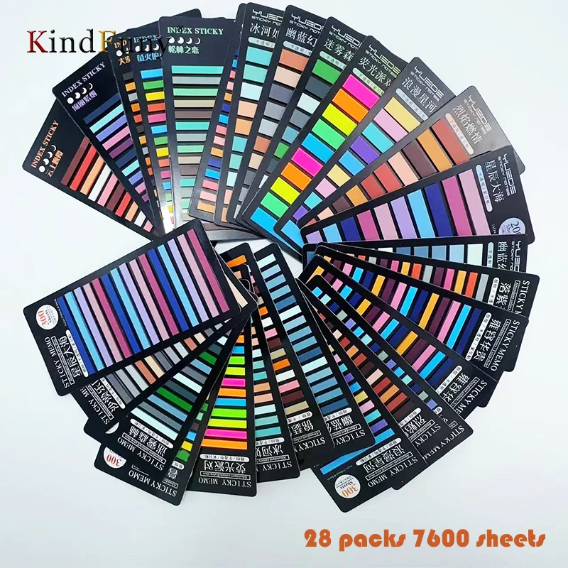 KindFuny 28 Packs 7600 Sticky Note Self-Adhesive Bookmarker Annotation Reading Book Clear Tab Cute Stationery 2
