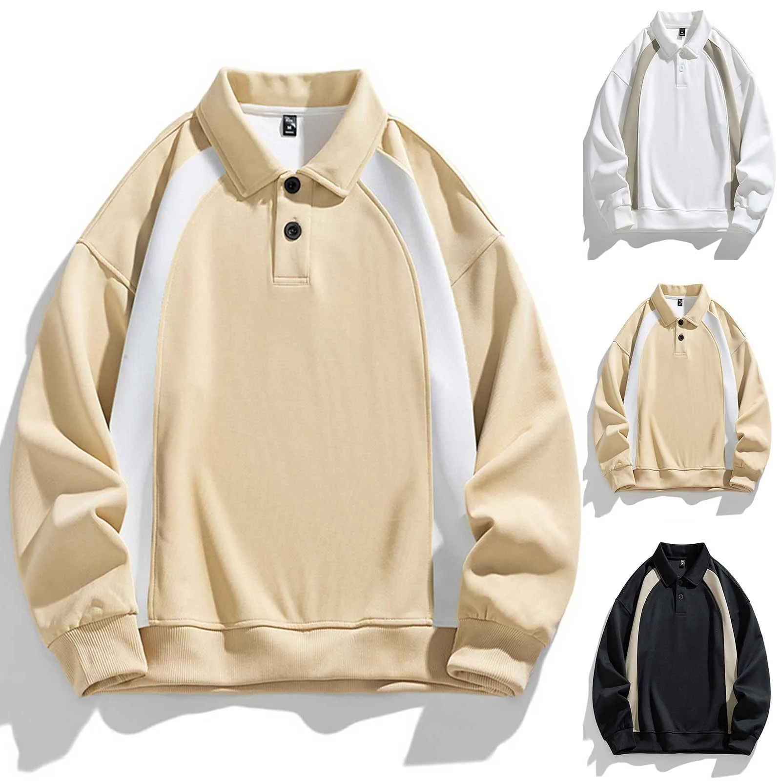 

Mens Autumn And Winter Half Open Shirt Hoodless Sweatshirt Simple Casual Button Lapel men's coat winter casual Hooded Jacket