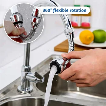 360° Degree Kitchen Faucets Extension Bathroom Sink Spray stainless steel Gun Faucet Extender High Pressure Tap Adaptor Rotation 1