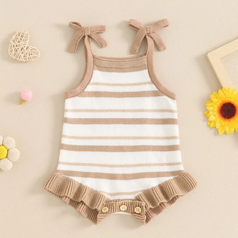 

Baby Girl Summer Romper Cute Sleeveless Bow Strap Ruffle Bodysuit Newborn Playsuit