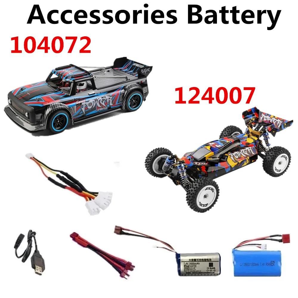 

7.4v 1500mAh 3000mAh Battery Suitable For: WLtoys 104072 WLtoys 124007 RC Car Accessories T-plug / 3 in1 Cable
