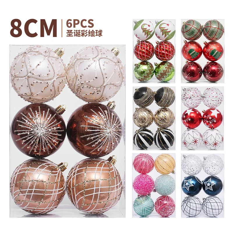 6PCS 8cm Christmas Balls Hanging Christmas Tree Pendant Ornaments for Party Decor New Year Navidad Gifts 2026 Accessories