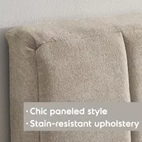 Upholstered Twin Headboard with Easy Assembly, Channel Stitch Design, Wall Mounted and Soundproof Panels in Beige 5