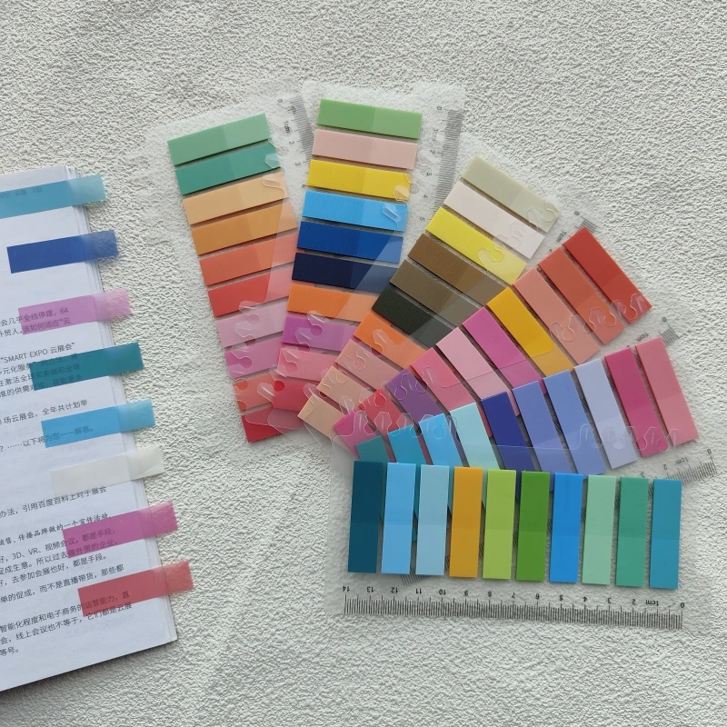 1200 Sheets Morandi Solid Color Index Memo Pad Loose-leaf Sticky Notes Page Flag Markers Book Tabs Sticker Stationery Supplies 6