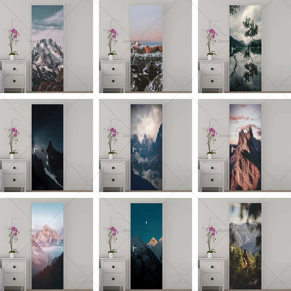 

3D Natural Scenery Door Sticker PVC Waterproof Self-adhesive Wrap Whole Door Decoration Bedroom Apartment Elevator Door Sticker