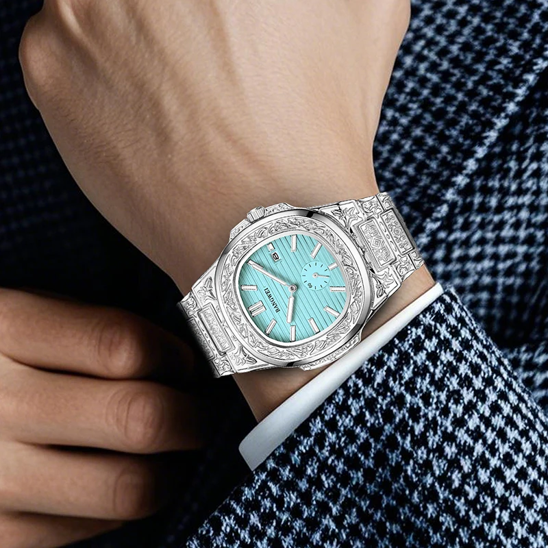 BANGWEI 2025 New Luxury Men's Quartz Wristwatch Sports Square Chronograph Clock Male Fashion Waterproof Luminous Watches For Men