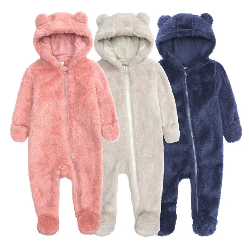 Baby Clothes Baby Sleepsuit Boys Footies Long Sleeve Arctic Velvet Hooded 0-12 Months