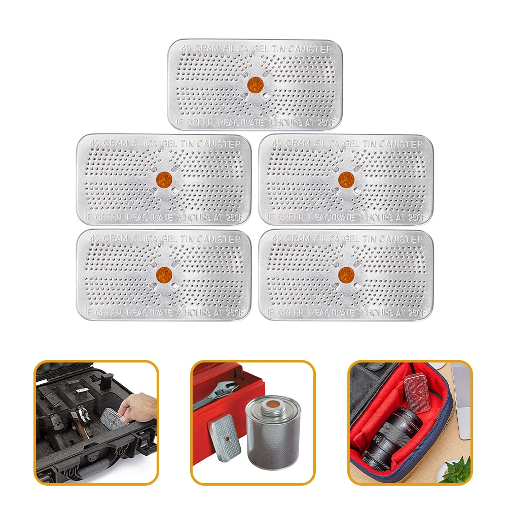 5 Pcs ange Silica Gel Desiccant Reusable Beads Safe Moisture Absorbers Wardrobe Dehumidifier Packs Camera Shoe Cabinet Dry