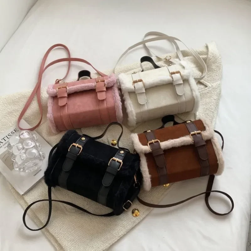 Shoulder Bag Ladies Handbag Crossbody Bag Winter Crossbody Bags for Women Shoulder Bag Lamb Plush Velvet Bag Lady Small Square Handbag French Korea Style