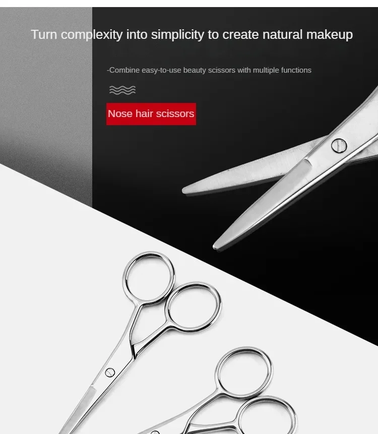 Description Picture 2 of itemStainless Steel Round Head Nose Hair Scissors Makeup Eyebrows Small Scissors Beard Scissors Beauty Tools Makeup Tools 가위