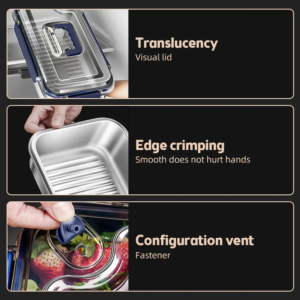 Food Storage Containers Lids Airtight Food Grade 316 Stainless Steel Large Capacity Leakproof Kitchen Storage Container kitchen storage box,food storage container