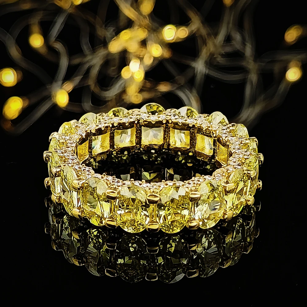 Moonso Luxury Oval Silver Eternity Band Ring for Women