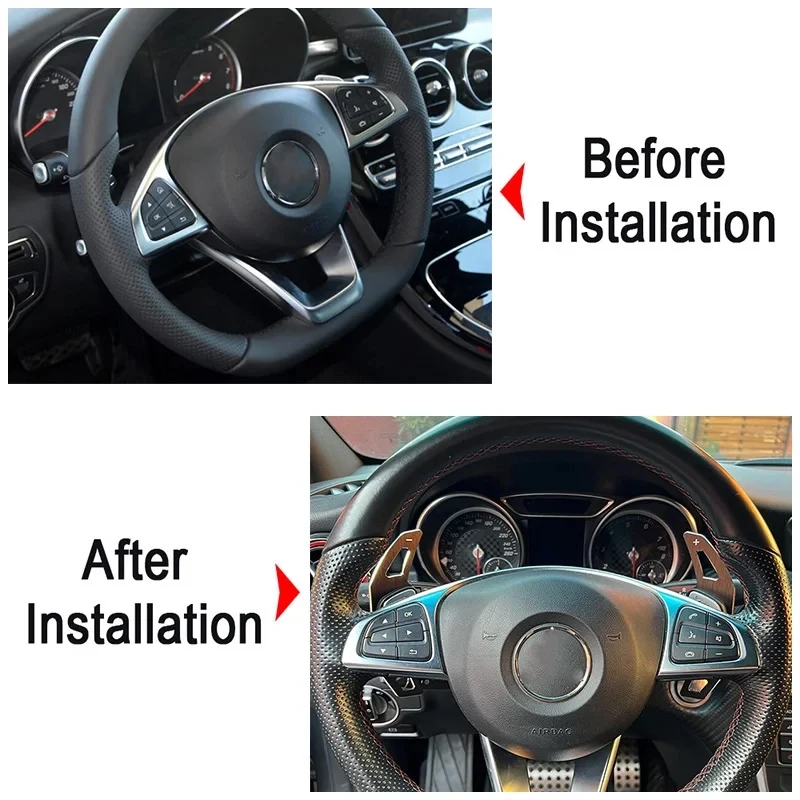 Schaltwippen für Mercedes-Benz A-Klasse W177 Limousine V177 MB A180 A180d A200 A250 2019-2023 Auto-Lenkradschalter DSG Aufkleber – Detail 2
