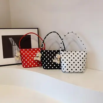 Borsa Tote Trendy a Pois, Borsa a Spalla Spaziosa da Donna, Ideale per Viaggi o Ufficio