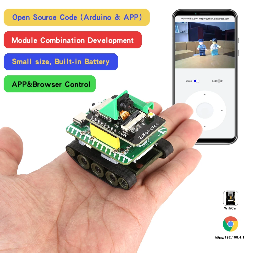 

Mini Esp32 RC Tank Model Tractor Crawler Balance Car Mount Truck Robot Chassis for ESP32 Robot Car APP/Cramer Control Tank