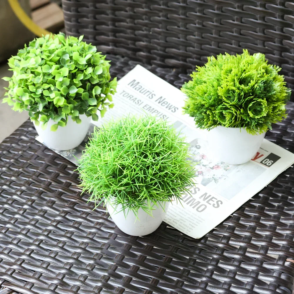 Künstliche Pflanzen Topf Mini grüne Bonsai simuliert niedlichen Ornament Plastik pflanzen kleinen Baum Topf nach Hause Zimmer Tisch dekoration – Detail 5