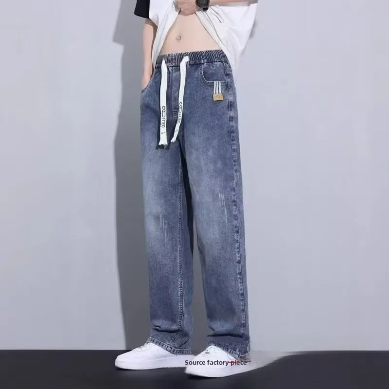 Teenage Boys Summer Slim Straight Jeans Thin Cotton Denim Casual Trousers for Junior And High School Students Fashionable And... - 2