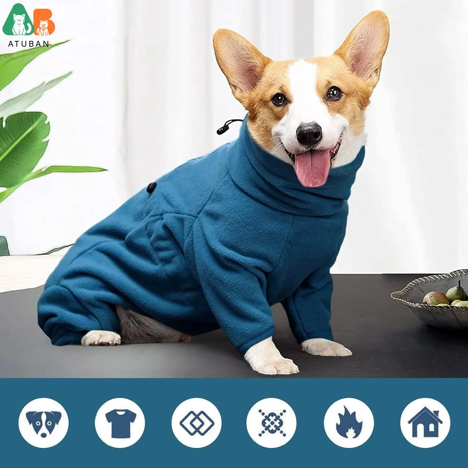 ATUBAN Dog Winter Coat Soft Fleece Pullover Pajamas Pet Windproof Warm Cold Weather Jacket Vest Cozy Jumpsuit Apparel Clothes pet jacket pet jumpsuits