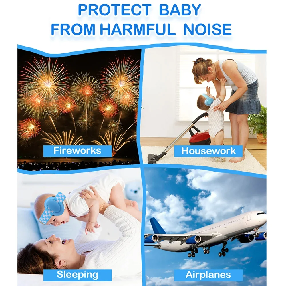 Baby Anti-Noise Earmuffs Elastic Strap Hearing Protection Safety Ear Muffs Kids Noise Cancelling Headphones Sleeping Child
