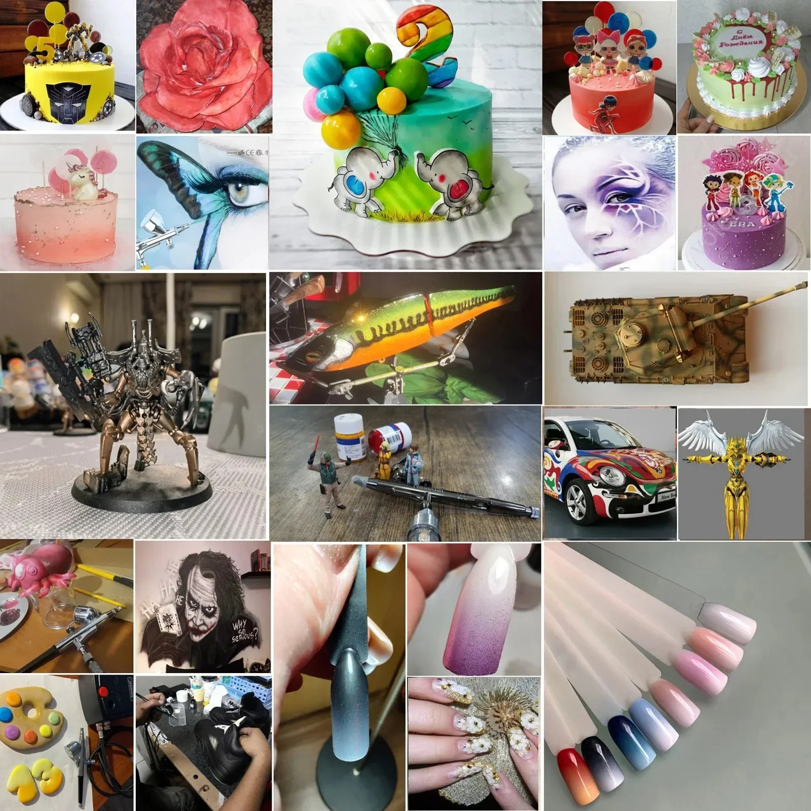 나세달 에어브러시 에어 컴프레서 키트 자동 정지 기능 40psi 0.3mm 0.5mm 0.8mm 에어브러시 스프레이 건 모델 케이크 페인팅 네일 아트 자동차용